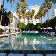 View over the pool at the Delano Hotel South Beach