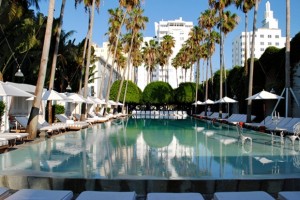 View over the pool at the Delano Hotel South Beach