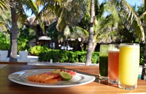 Fresh fruit juices for breakfast at the Viceroy Riviera Maya